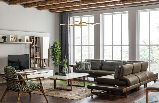 Woonkamer Set Luxe Meubels L-Vorm Bank Fauteuil Textiel Meubel Set Nieuw Woonkamer Set Luxe Meubels L-Vorm Bank Fauteuil Textiel Meubel Set Nieuw