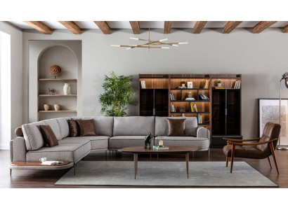 Hoekbank stoffen bank L-vorm bank stoffen banken Grijs Modern Tafel Woonlandschap