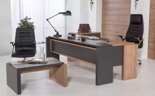 Schrijfset archiefkast kast met salontafel kantoorinrichting 3-delig.