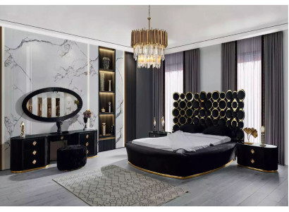 Volledige slaapkamerset Luxe bed 2x nachtkastjes kaptafel spiegel 5-delig.