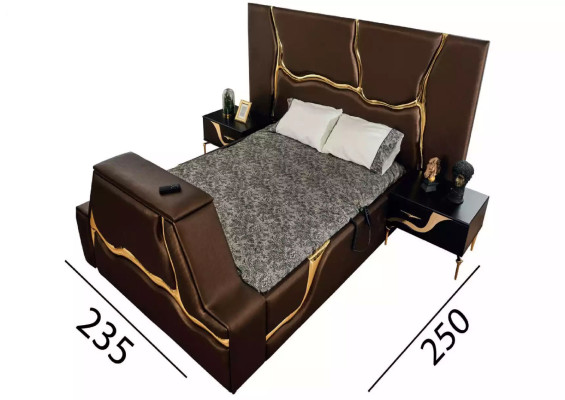 Luxe slaapkamerset bed nachtkastje goud kaptafel nachtkastjes 5-delig