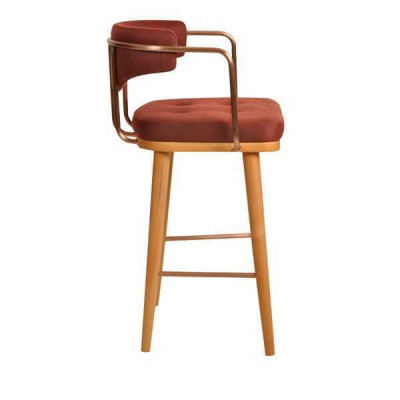 Stijlvolle barkruk stoel ontwerper houten stoel eetkamerstoel kruk bar bruin nieuw