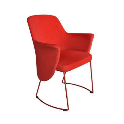 Moderne eetkamerstoel Stoel Keukenstoel Fauteuil Zits Stof Modern Hout Rood