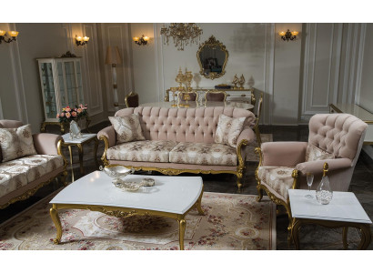 Luxe bankstel set van 5 delen, bankstel 3+2+1, salontafel, bijzettafel, fauteuil.