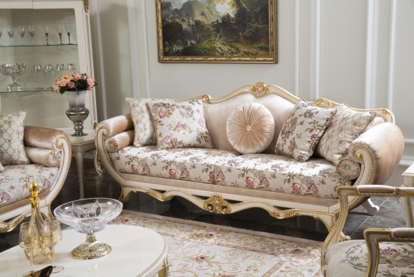 Bankstel bank Zitter salontafel fauteuil bankstelset stof luxe stoel 5-delig.