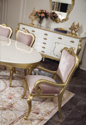 Ontwerp eetkamer set 8-delig eettafel stoel commode vitrine spiegel