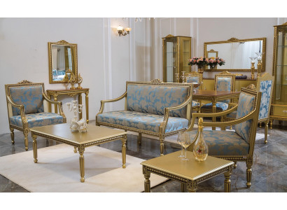 Sofa set met 2+1+1 zitsbank, salontafel, bijzettafel, bank, fauteuil 5-delig.