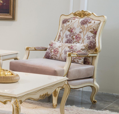 Luxe meubel ontwerp fauteuil klassiek design troon textiel woonkamer