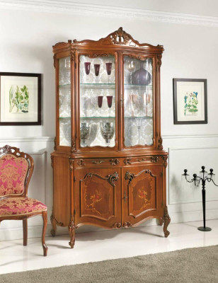 Vitrine Eetkamer Dressoir Massief Houten Kasten Italiaanse Meubels Glazen Kast Nieuw.