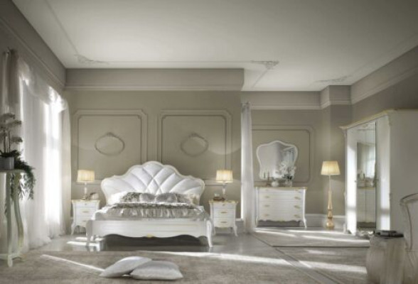 Slaapkamerset Barok bed nachtkastje commode bed meubilair 6-delig. Massief hout.