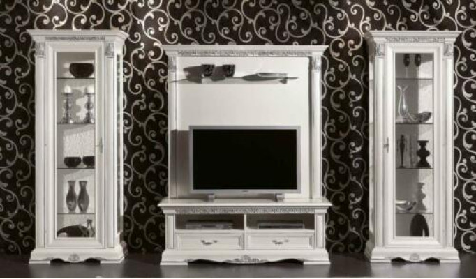 Klassieke woonkamerkast woonkamer vitrine dressoir RTV-plankwandmeubel 4-delig massief hout