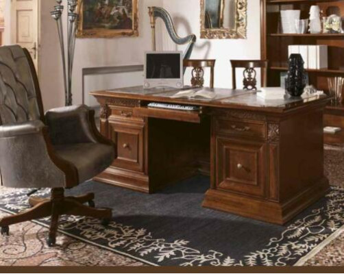 Kantoorinrichting thuiskantoor fauteuil kantoormeubelen directeursstoel barok rokoko 3-delige massief houten