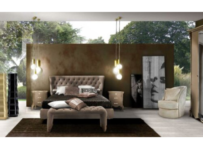 Luxe slaapkamerset 4-delig. Bed + 2x nachtkastje + krukje Modern design bedden massief hout