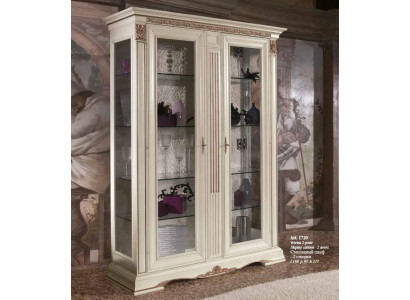 Vitrine Glas Kast Woonkamer Etalage 2-delige Vitrines Barok Rococo Italië Massief hout