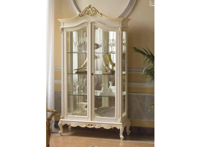 Vitrinekast Vitrines Woonkamer Massief Hout Kasten Ontwerp Barok Rococo Wit nieuw