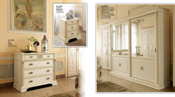 Bed + 2x bedside table 3-piece bedroom set solid wood designer luxury bedroom baroque