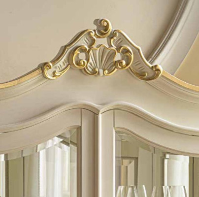 Vitrinekast Vitrines Woonkamer Massief Hout Kasten Ontwerp Barok Rococo Wit nieuw