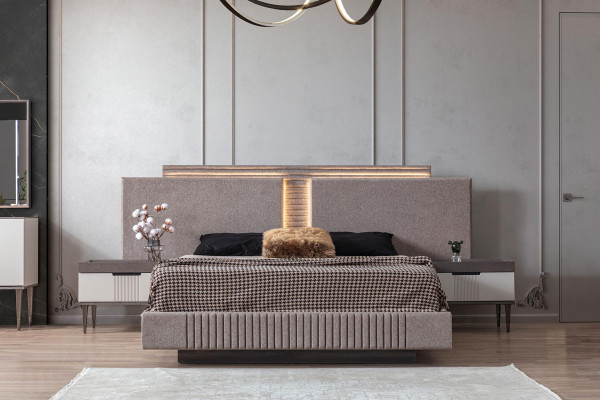 Slaapkamer set Modern Bed 2x Nachtkastje en Kledingkast 4 delig Nieuw