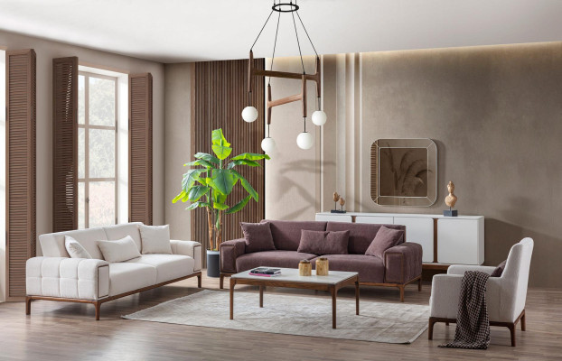 Bankstel 3+3+1 zits + salontafel 4-delig set gestoffeerde meubels bank bank