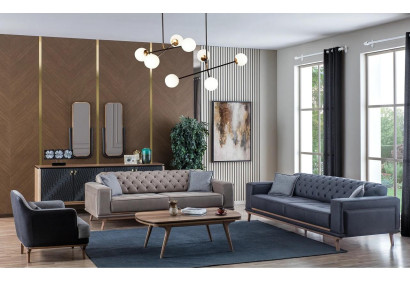 Luxe Modern Woonkamerset 4-delig. 4-zits fauteuil salontafel Houten meubels