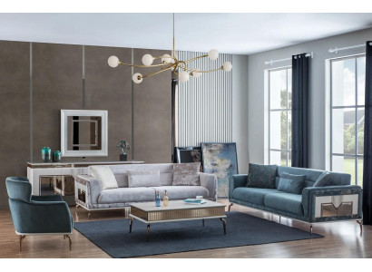 Ontwerper bankstel 4-delig. bankstelset 3-zits fauteuil salontafel