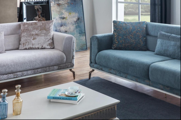 Ontwerper bankstel 4-delig. bankstelset 3-zits fauteuil salontafel