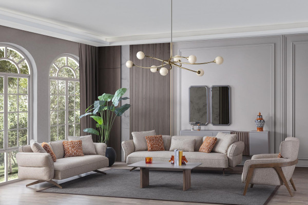 Luxe Modern Woonkamer Set 4-delig. 4+3 zitsbank en salontafel nieuw