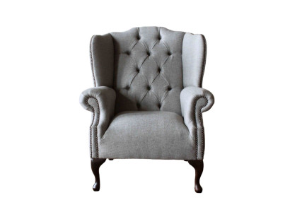 Luxe gestoffeerde klassieke Chesterfield-fauteuil met hoge rugleuning, eenzitter, nieuw.