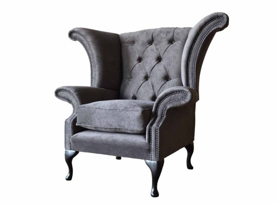 Fauteuil Chesterfield Oorfauteuil Polyester Ontwerp Grijs