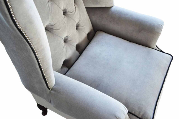 Ohrensessel Chesterfield 1-zits fauteuil Stoffen bekleding Bank Bank Nieuw