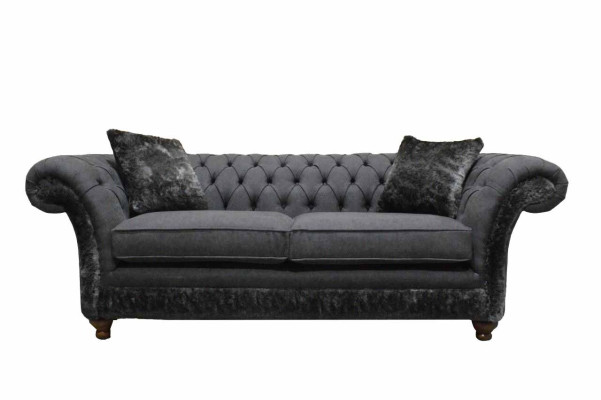 Sofa 3 zitsbank textiel Bank grijs Design Meubels Banken Banken Chesterfield