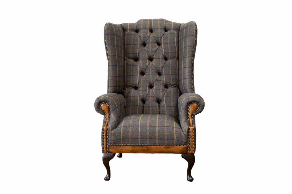 Chesterfield fauteuil bank bekleding 1-zits textiel oorfauteuil bekleding