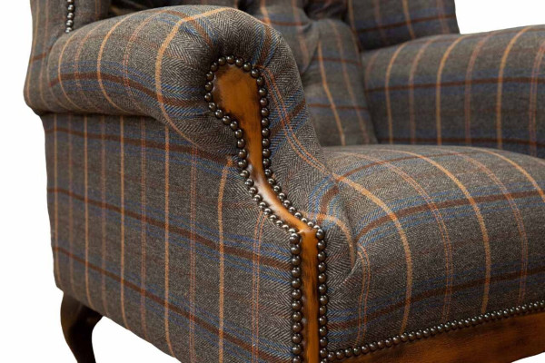 Chesterfield fauteuil bank bekleding 1-zits textiel oorfauteuil bekleding