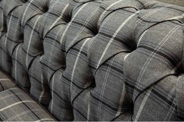 Bankstel 3-zits bankstellen textiel banken design meubels driezits grijs Chesterfield