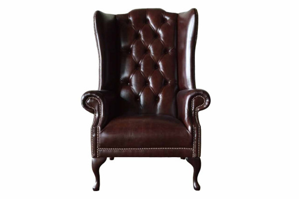 Fauteuil 1 zits Bruin Woonkamer Leer Design Chesterfield Oorfauteuil