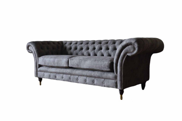 Ontwerp gestoffeerde bank 3-zitsbank Luxe Klassieke stoffen Chesterfield.