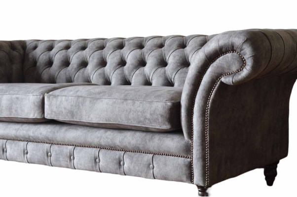 Ontwerp gestoffeerde bank 3-zitsbank Luxe Klassieke stoffen Chesterfield.
