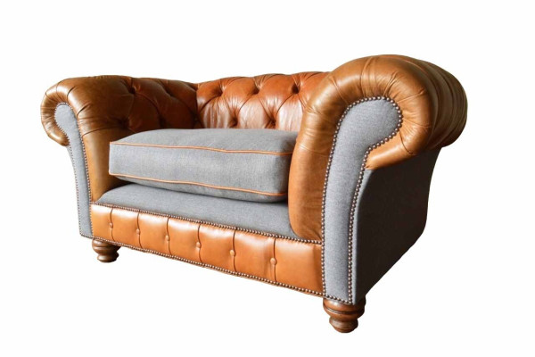 Chesterfield fauteuil ontwerp gestoffeerde bank bank banken 1-zitter textiel nieuw
