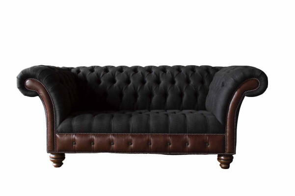 Sofa 2-zitsbank gestoffeerde bank stof Chesterfield bank grijs nieuw