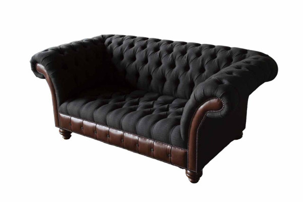 Sofa 2-zitsbank gestoffeerde bank stof Chesterfield bank grijs nieuw