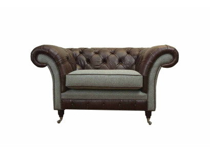 Chesterfield oorfauteuil Grijs bankstel Fauteuil Bank leren bank Nieuw