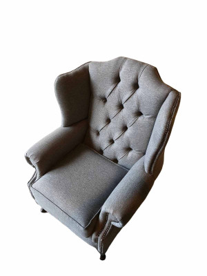 Fauteuil Oorfauteuil Stof Grijs Woonkamer Polyester 1-zits Modern Nieuw