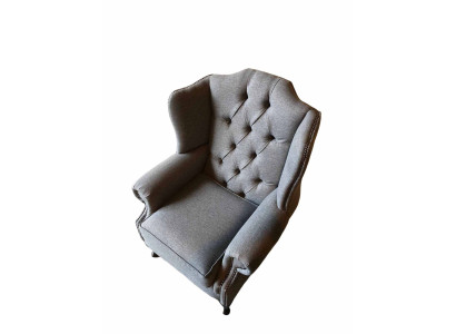 Fauteuil Oorfauteuil Stof Grijs Woonkamer Polyester 1-zits Modern Nieuw