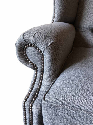 Fauteuil Oorfauteuil Stof Grijs Woonkamer Polyester 1-zits Modern Nieuw