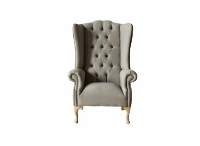Grijze oorfauteuil Fauteuil Design Bekleding Chesterfield Textiel Woonkamer