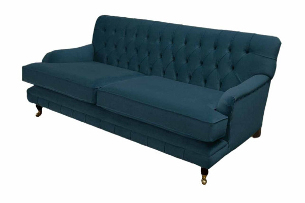 Chesterfield Design Luxe Gestoffeerde Bank 3-Zits Blauw Bankstel Textiel Nieuw