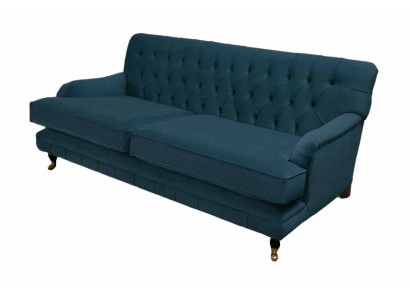 Chesterfield Design Luxe Gestoffeerde Bank 3-Zits Blauw Bankstel Textiel Nieuw