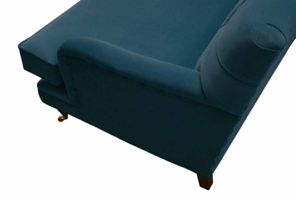 Chesterfield Design Luxe Gestoffeerde Bank 3-Zits Blauw Bankstel Textiel Nieuw