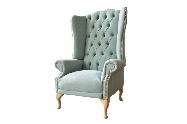 Ohrensessel fauteuil Ontwerp Bekleding Wit Bank Chesterfield Textiel Nieuw