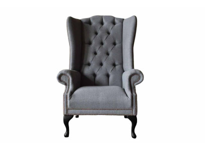 Ohrensessel Chesterfield Bank Bank Bekleding 1 Zitter Grijs Fauteuil Textiel